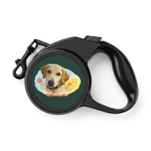 Retractable Dog Leash — Yellow Lab Portrait Paw Print Design
