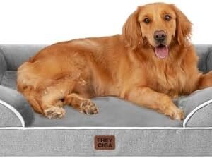 EHEYCIGA Orthopedic Dog Beds for Extra Large Dogs 44x32Inch, Waterproof Memory Foam XL Pet Bed with Sides, Non-Slip and Egg-Crate Foam Big Dog Couch Bed with Washable Removable Cover, Grey : Pet Supplies