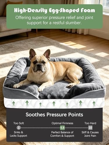 Spotted Play Orthopedic Dog Bed with Sides - Dog Sofa Beds for Medium Dogs, Supportive Foam Pet Couch Bed with Washable Removable Cover, Waterproof Lining and Non-Slip Bottom, Grey - M : Pet Supplies - Image 4