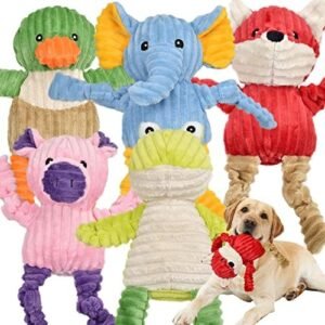 LECHONG 5 Pack Tough Dog Toys Stuffed Squeaky Dog Toys Assortment Plush Animal Dog Toy Value Bundle Puppy Pet Dog Toys for Small Medium Large Dogs : Pet Supplies