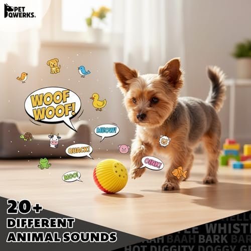 Pet Supplies Pet Toy Balls : Pet Qwerks Animal Sounds Babble Ball - Interactive Chew Dog Toy - Large : - Image 4
